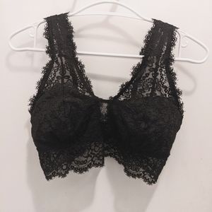 2/$30 aerie black lace padded bralette 32dd